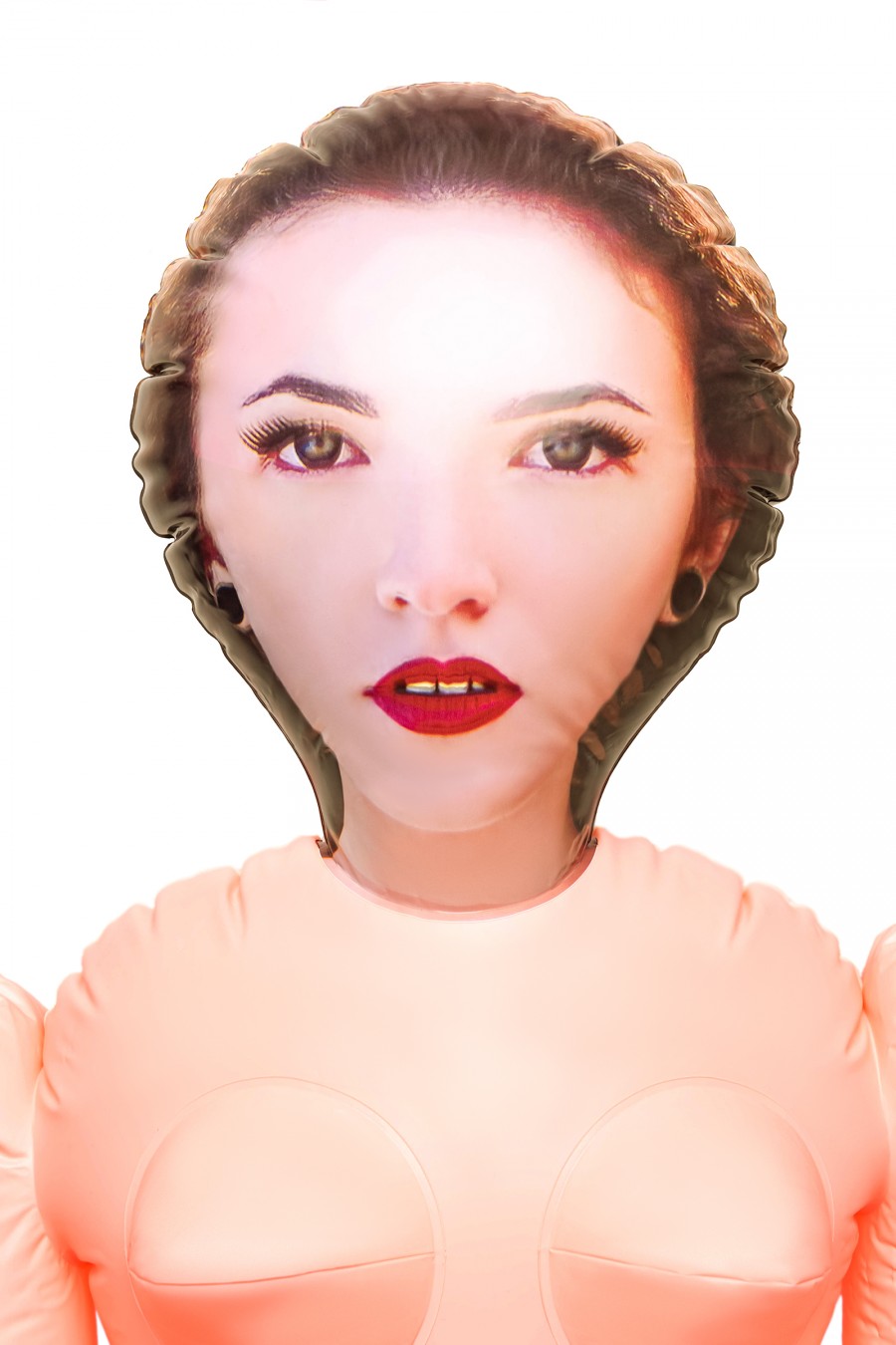 Dolls-X Jennifer şişme bebek, kahverengi saçlı, iki delikli, 160 cm