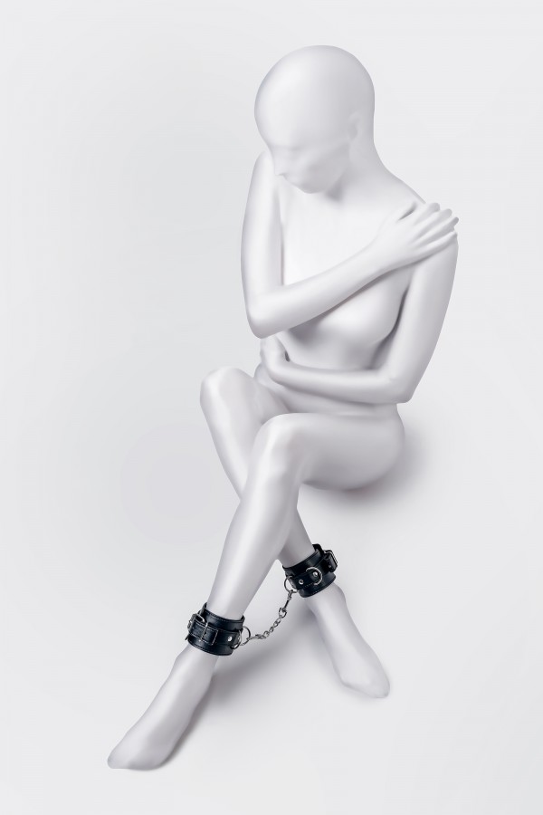 Anonymo BDSM Ayak Kelepçe #0153, PU deri, siyah, 26,5 cm
