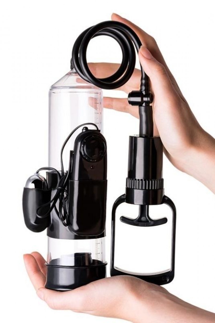 3 halkalı Titreşimli penis pompası PVC Siyah 22,8 cm