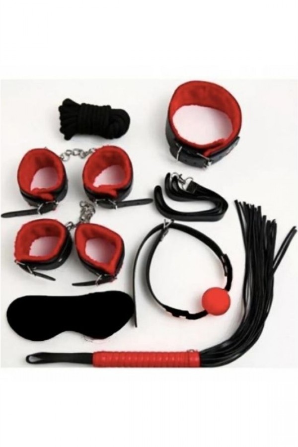 Fetiş Kırmızı Siyah Set 7 Parça
