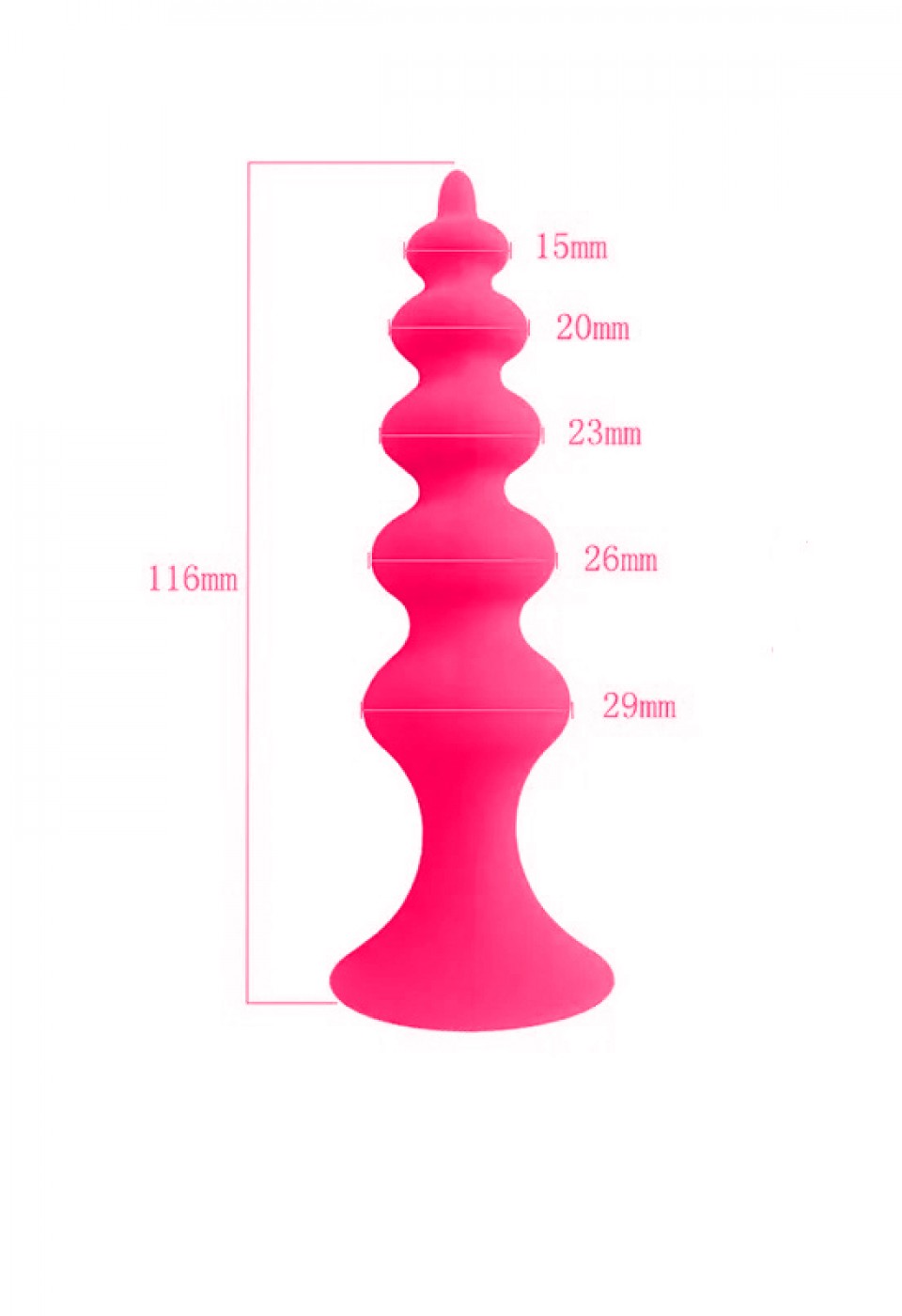 Vantuzlu Boğumlu Silikon Anal Plug Pembe