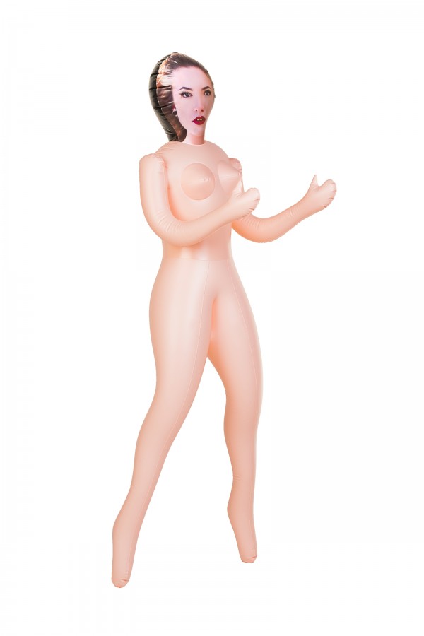 Dolls-X Jennifer şişme bebek, kahverengi saçlı, iki delikli, 160 cm