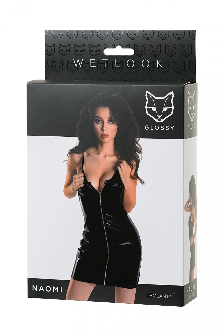 Glossy Parlak Naomi Elbisesi Wetlook malzemeden, Siyah, M