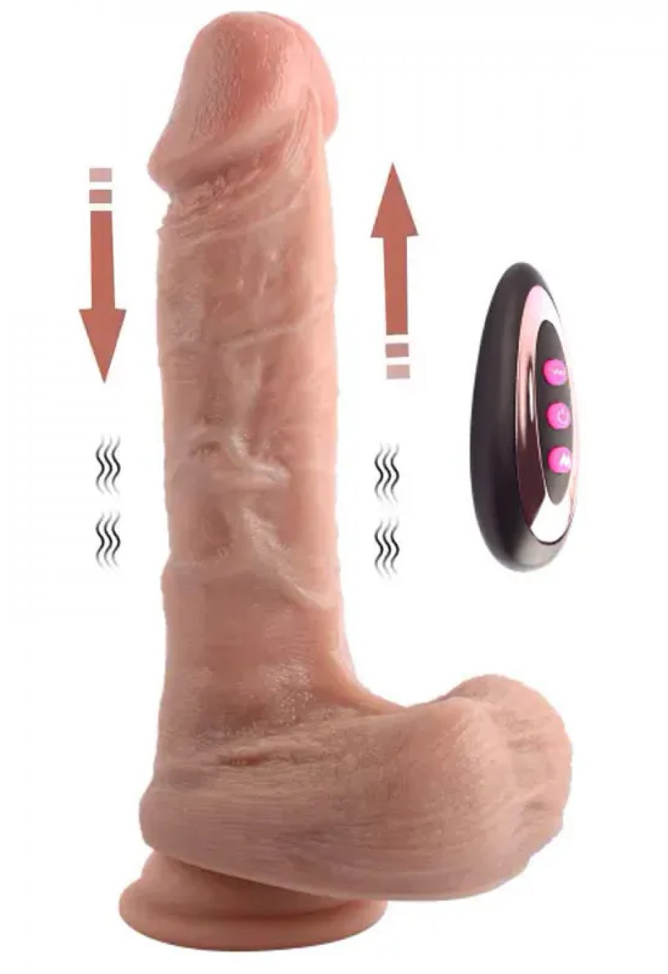 İleri Geri Hareketli Isıtmalı Çift Katmanlı Uzaktan Kumandalı Şarjlı Dildo 21 cm