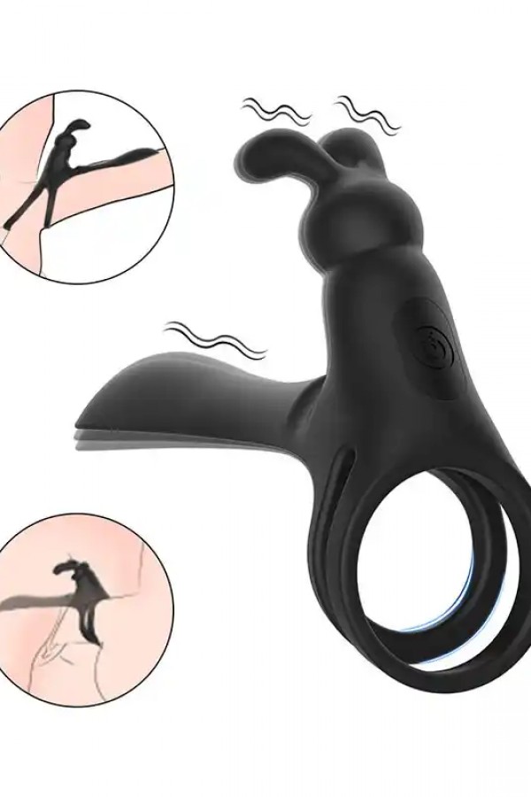 Titreşimli ve Klitoris Uyarıcılı Şarjlı Penis Halkası